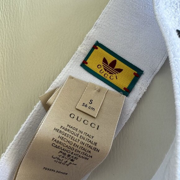 NEW GUCCI 703594 logo adidas collaboration hair accessory hair band White SZ S